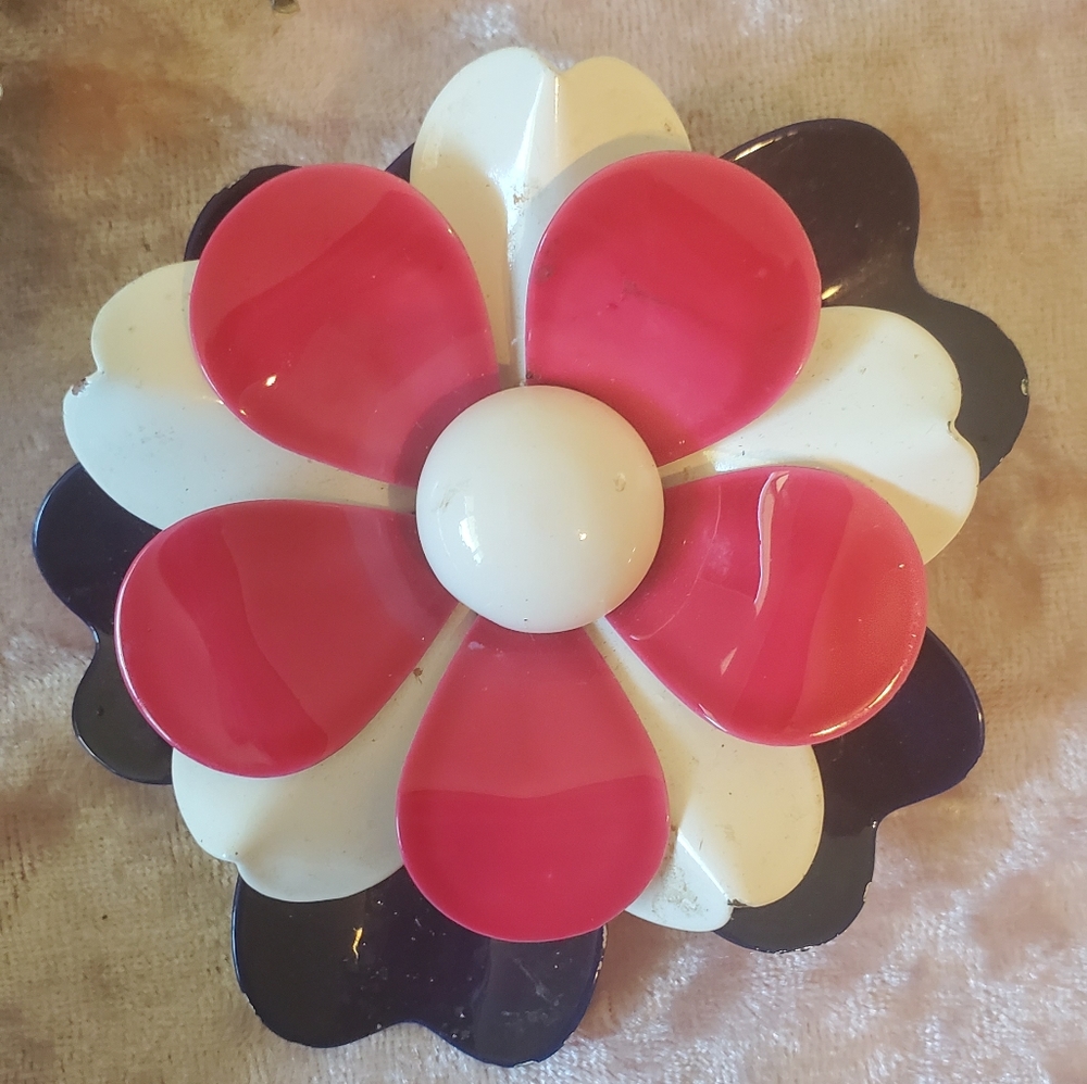 SALE ENAMEL BROOCH PIN FLOWER vintage RETRO - Picture 5 of 11
